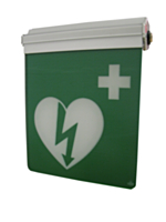 AED-pictogram op bord met LED-verlichting