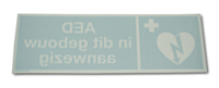 AED-pictogram op sticker "AED in dit gebouw aanwezig" reverse