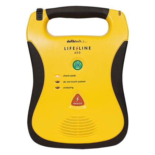 De halfautomatische AED (ook wel semi-automatische AED genoemd) heeft een schokknop